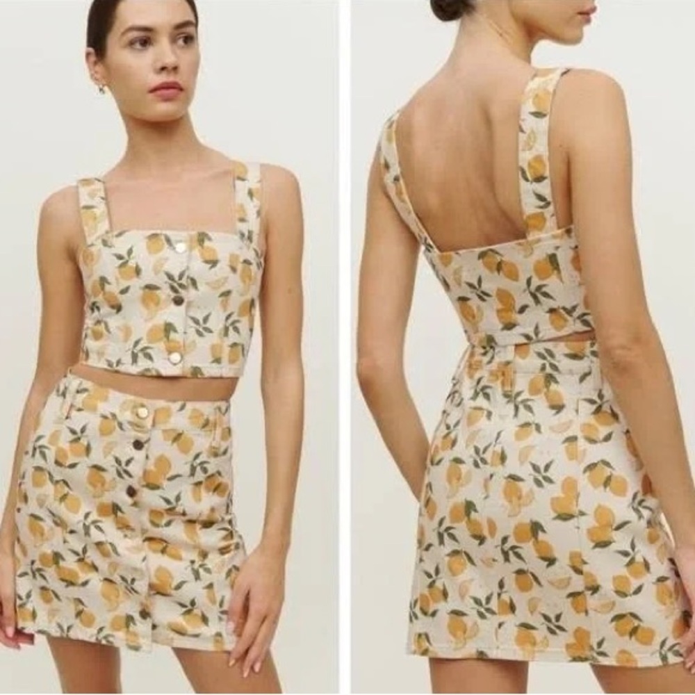 AMAZING**** BNWT REFORMATION two piece denim lemon set!!!